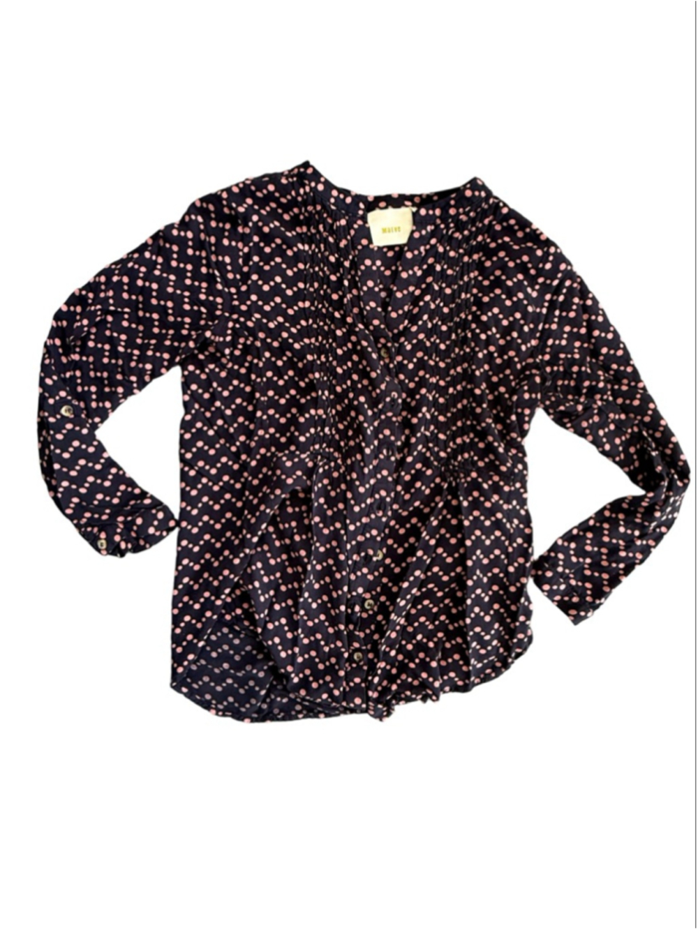 Anthropologie Maeve Pintuck Chevron Dot Blouse M